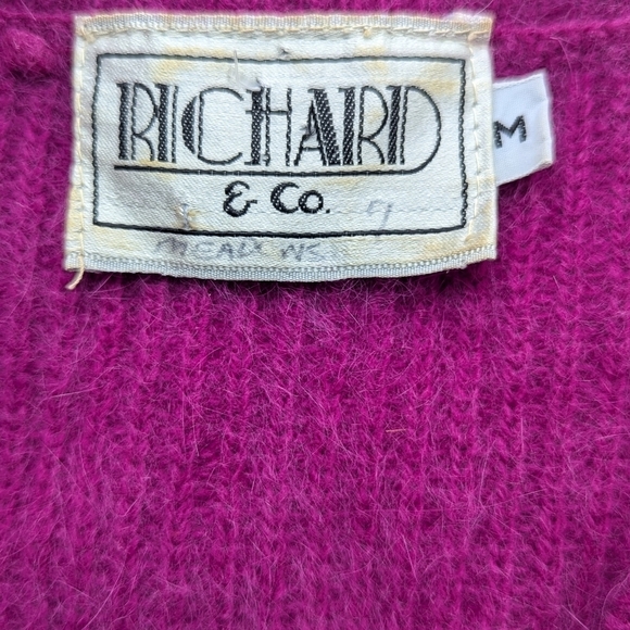 Vintage Retro Richard & Co Pink Angora V-Neck Tunic Sweater Vest Size M - Picture 5 of 14